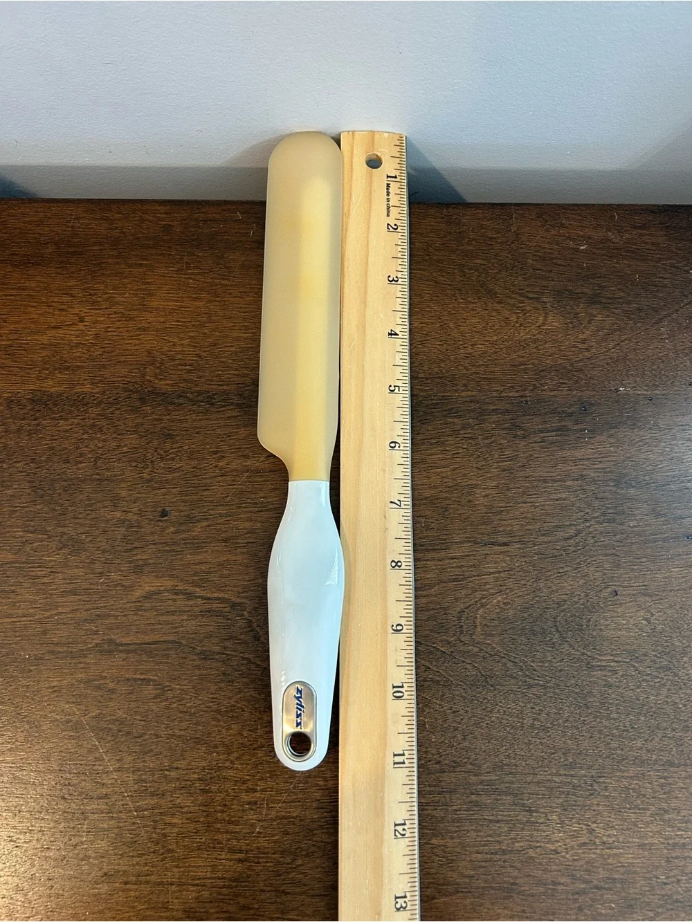 Zyliss Silicone Head Scraper Spatula White Handle Jar Bottle Bowl Narrow 11 Inch